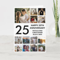 25 Aniversário 13 Colagem de Fotos Preta e Branca