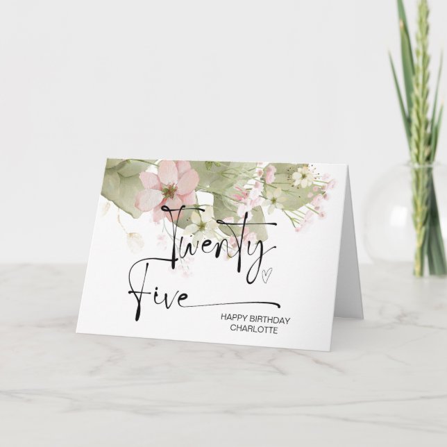 Cartão 25 Aniversário de Vinte e Cinco Feliz Aniversário  (Frente)