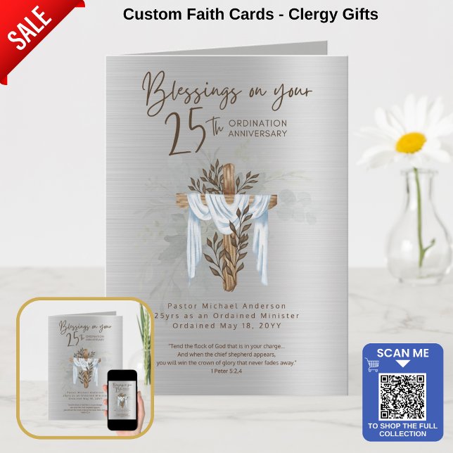 Cartão 25 ANIVERSARY Padre Pastor Ministro (Criador carregado)