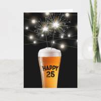 25 Birthday Sparkler In Beer Glass