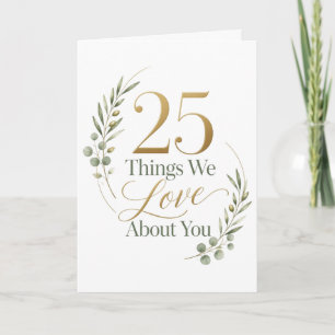 Cartão 25 Coisas Que Amamos em Você Aniversário de 25 Ano