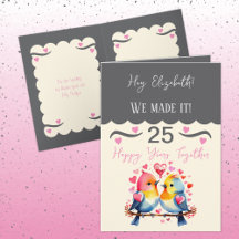 25 de aniversário da esposa, aves de cinza rosa