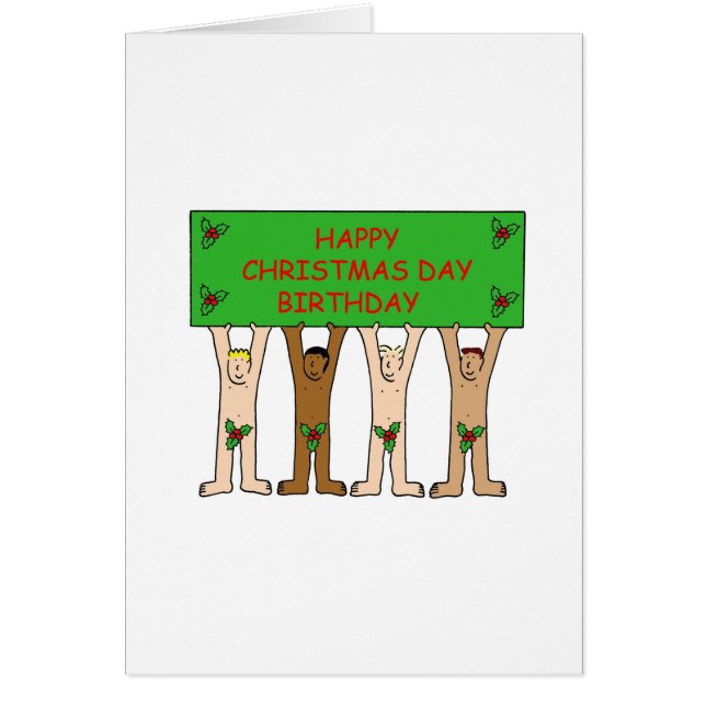 Cartão 25 de dezembro homens dos desenhos animados do (Frente)