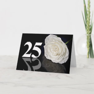 Cartão 25th Birthday Card with a classic white rose