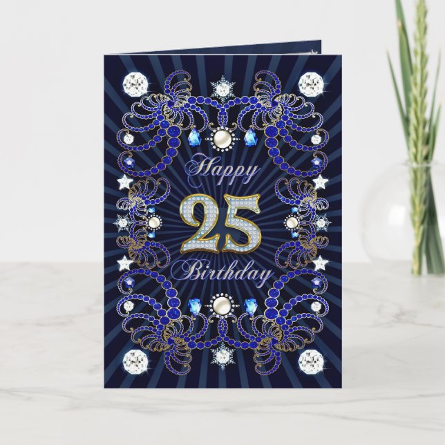 Cartão 25th birthday card with masses of jewels (Frente)