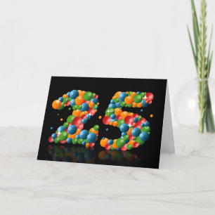 Cartão 25th birthday with numbers formed from balls