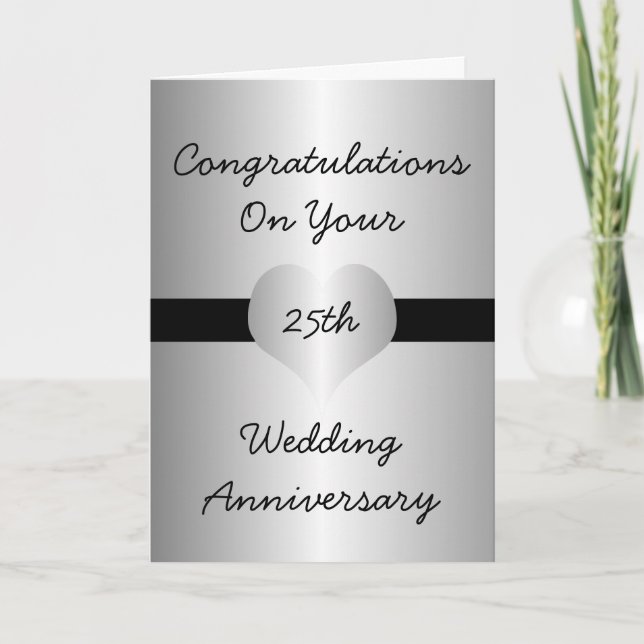 Cartão 25th Wedding Anniversary Card Silver Heart (Frente)