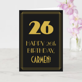 Cartão 26.º aniversário - Art Deco Inspirou "26" & Nome