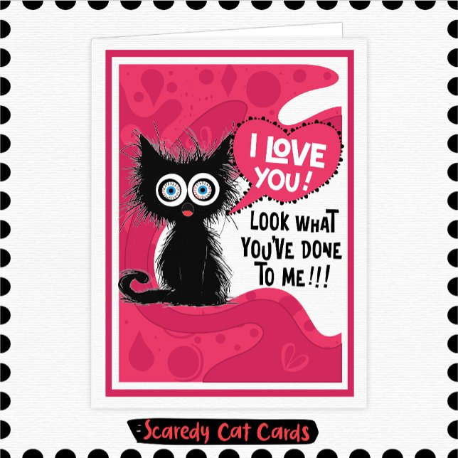 Cartão 26-070 Gato Medroso "Eu Te Amo" (Criador carregado)
