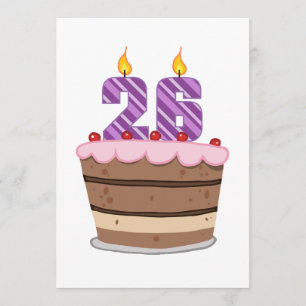 Cartão 26 anos de idade no Bolo de Aniversário