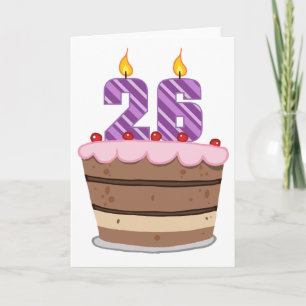 Cartão 26 anos de idade no Bolo de Aniversário