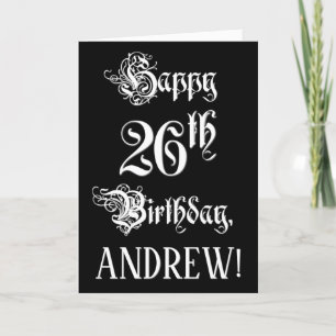 Cartão 26.o aniversário: Rico, Script Elegante + Nome Per