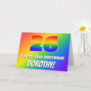 Cartão 26th Birthday: Multicolored Rainbow Pattern # 26
