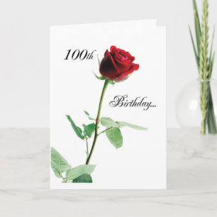 Cartão 2724 Feliz 100º aniversário Rosa vermelha_O