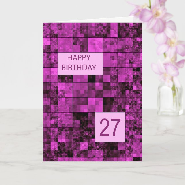 Cartão 27th Birthday Birthday Pink Pattern  Card (Orquídea)