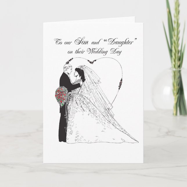 Cartão 2849 Filho e "Filha" no Dia do Casamento (Frente)
