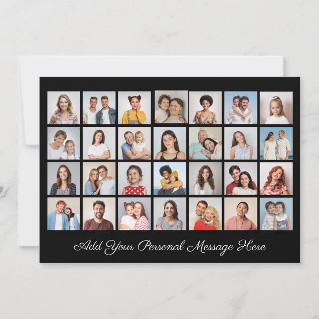 Cartão 28 Colagem de Fotos Adicionar Sua Própria Saudação (Frente)