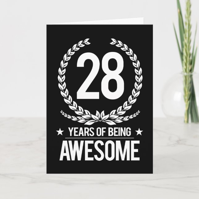 Cartão 28th Birthday (28 Years Of Being Awesome) (Frente)