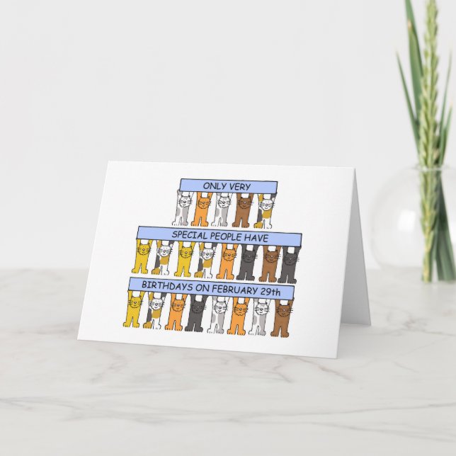 Cartão 29 de fevereiro Cats de Aniversário (Frente)