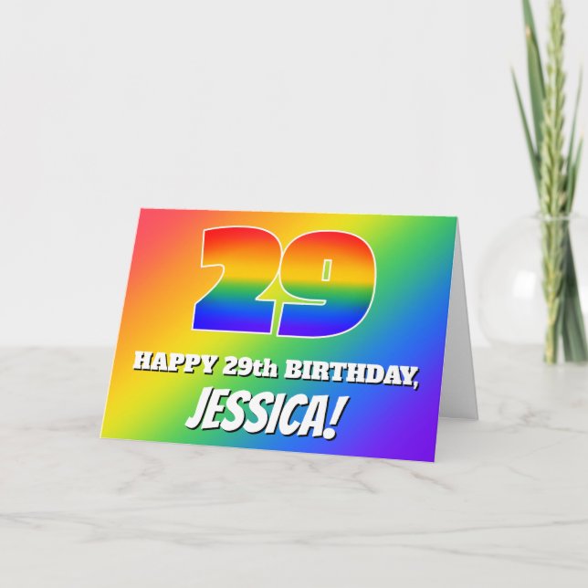 Cartão 29th Birthday: Multicolored Rainbow Pattern # 29 (Frente)