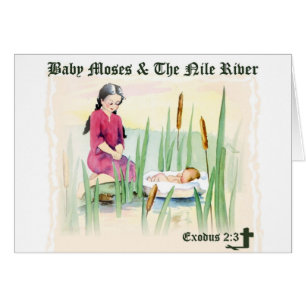 Cartão 2:3 do êxodo - bebê Moses no Nile River