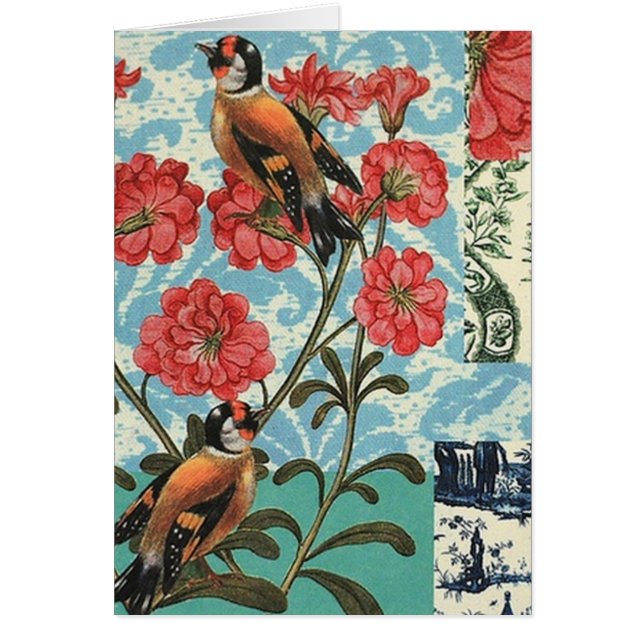 Cartão 2 birds collage (Frente)