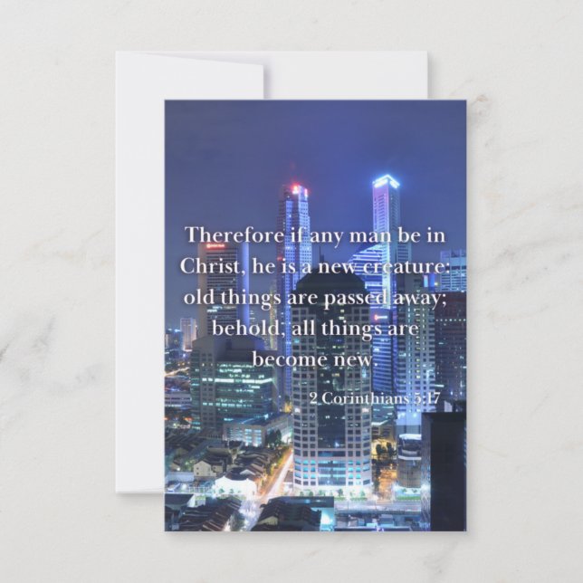 Cartão 2 Corinthians 5:17 Bíblia Verso Pic Saudação Plana (Frente)