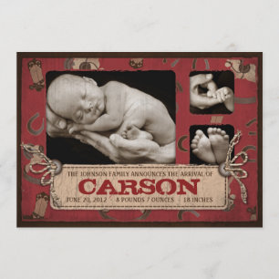 Cartão 2 do anúncio do bebê do vaqueiro