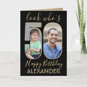 Cartão 2 Foto: Quem é o 50° aniversário preto Dourado