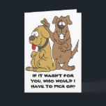 Cartão 2 Funny Dogs Birthday Card<br><div class="desc">One dog holding 2 fingers over the head of another dog. Birthday Card</div>