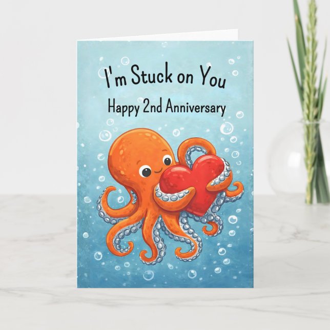 Cartão 2nd wedding anniversary Octupus lover (Frente)