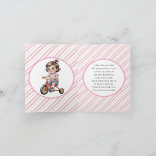 Cartão 3º. Aniversário da garota em uma festa triciclo Ob