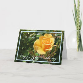 Cartão 30º Aniversário Emily Rosa Amarela Elegante Moldur