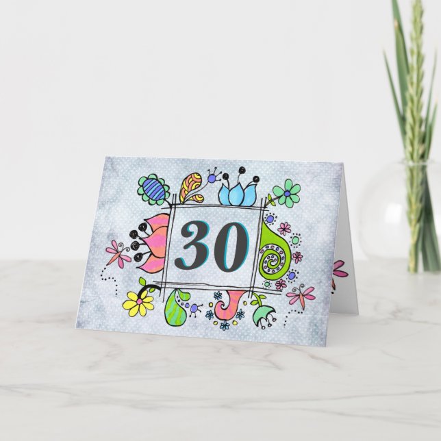 Cartão 30 aniversário de 30 anos Anniversário personaliza (Frente)