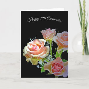 Cartão 30 Aniversário Rose Bouquet Em Preto