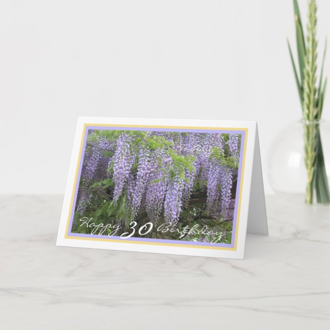 Cartão 30 Bday Amy Purple Wisteria Elegante Quadro de Our (Frente)