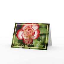 30 Bday Anna Red White Rose Frame Elegante Dourada