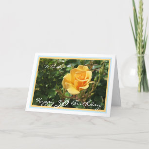 Cartão 30 Bday Emily Yellow Rose Elegant Ouro Frame