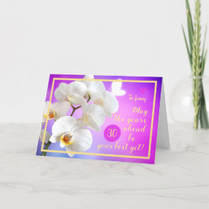 Cartão 30 Bday Jenny Orchids Heart Frame Elegante Dourado