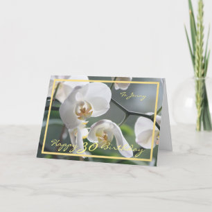 Cartão 30 Bday Jenny White Orchids Elegante Quadro do Our
