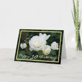 Cartão 30 Bday Mariah White Roses Elegante Quadro de Ouro