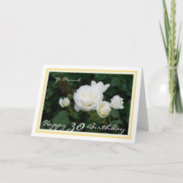 Cartão 30 Bday Mariah White Roses Moderna Quadro do Ouro