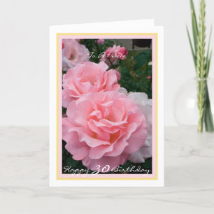 Cartão 30 Bday Patricia Pink Roses Elegante Quadro de Our