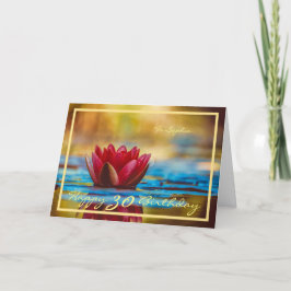 Cartão 30 Bday Sophia Red Waterlily Elegante Frame Dourad