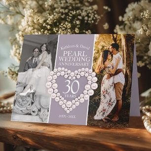 Cartão 30 de aniversário de casamento de pérolas, de vez