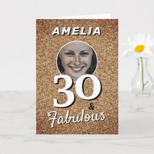 Cartão 30 e Fabuloso Brilho Dourado 30º Aniversário Foto 