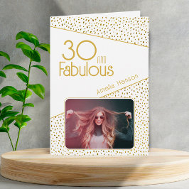 Cartão 30 e Fabuloso Brilho Dourado Foto Aniversário de 3