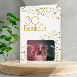 Cartão 30 e Fabuloso Brilho Dourado Foto Aniversário de 3
