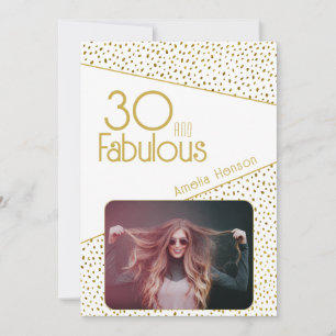 Cartão 30 e Fabuloso Brilho Dourado Foto Aniversário de 3