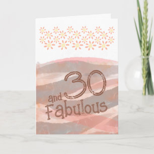 Cartão 30 & Fabulosa Flor de Margarida Aquarela Aniversár